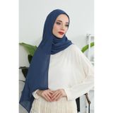 Aisha's Design İğnesiz Takılabilen Pratik Şifon Şal,Koyu Mavi,PS-11