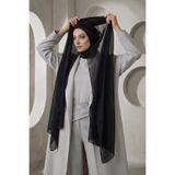 Aisha's Design Tesettür Boneli Kullanımı Rahat Pratik Şifon Şal,Siyah,PS-53