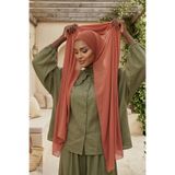 Aisha's Design Tesettür Boneli Kullanımı Rahat Pratik Şifon Şal,Tarçın,PS-53