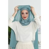 Aisha's Design Tesettür Boneli Pratik Şifon Şal,Çağla Yeşili - Koyu Mint,PS-46