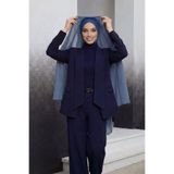 Aisha's Design Tesettür Boneli Pratik Şifon Şal,İndigo - İndigo,PS-46
