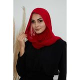 Aisha's Design Tesettür Boneli Pratik Şifon Şal,Kırmızı,PS-46