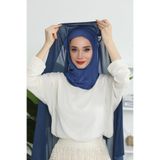 Aisha's Design Tesettür Boneli Pratik Şifon Şal,Koyu Mavi - İndigo,PS-46