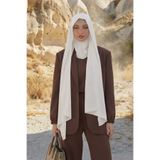 Aisha's Design Tesettür Boneli Pratik Şifon Şal,Krem,PS-46