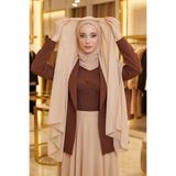 Aisha's Design Tesettür Boneli Pratik Şifon Şal,Sütlü Kahve,PS-46