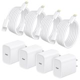 AISNI 6 FT Uzun Kablo ile iPhone 14/13/12 Hızlı Şarj Cihazı için Hızlı Şarj | MFi Sertifikalı, 4'lü Paket PD 20W USB C Şarj Bloğu iPhone 14/13 Hızlı Şarj Kablosu iPhone 14/13/12/11 ile Uyumlu - Beyaz
