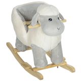 AIYAPLAY çocuk sallanan at, kuzu şeklinde peluş oyuncak, kulplu, emniyet kemeri, pedal, 18-36 ay için, 68 x 35 x 55 cm, gri