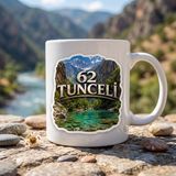 Ajans 313 62 Tunceli Temalı Baskılı Kupa Bardak – Munzur Vadisi ve Turkuaz Su Tasarımı - 1 Adet - Beyaz
