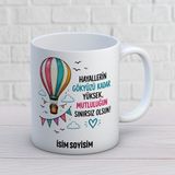 Ajans 313 AJANS313 Isme Özel Renkli Balon Motivasyon Kupası - "hayallerin Gökyüzü Kadar Yüksek Mutluluğun Sınırsız Olsun" Baskılı Kişiye Özel Kahve Bardak - 1 Adet - Beyaz
