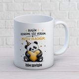 AJANS313 Isme Özel Sevimli Panda Tasarımlı Motivasyon Kupa Bardak - Hediyelik Kişiselleştirilebilir Kahve Kupası - 1 Adet - Beyaz