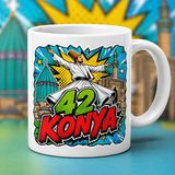 AJANS313 Konya Semazen Pop-Art Pop-Kültür Tasarımlı Kupa Bardak - Memleket Seri 42 Konya Çizgi Roman Tarzı Kupa - 1 Adet - Beyaz