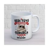 AJANS399 Kişiye Özel Kedi Tasarımlı Kedi Tüyü Aksesuardır Yazılı Isimli Seramik Kupa - 1 Adet - Beyaz