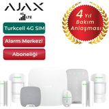Ajax 4g Sim Kartlı Alarm Seti Dahili Siren ve Tuş Takımı Dahil 4 Dedektörlü Sistem – 2 Adet Manyetik ve 2 Adet Hareket Dedektörü -Beyaz