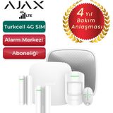 Ajax 4g Sim Kartlı Alarm Seti Siren Dahil 3 Dedektörlü Sistem – 2 Adet Manyetik ve ve 1 Adet Hareket Dedektörü - Beyaz
