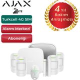 Ajax 4g Sim Kartlı Alarm Seti Siren Dahil 5 Dedektörlü Sistem – 1 Adet Manyetik ve 4 Adet Hareket Dedektörü – Beyaz