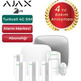 Ajax 4g Sim Kartlı Alarm Seti Siren Dahil 5 Dedektörlü Sistem – 4 Manyetik ve 1 Hareket - Beyaz