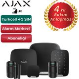 Ajax 4g Sim Kartlı Alarm Seti Tuş Takımı ve Siren ile 3 Dedektörlü Sistem – 1 Adet Manyetik ve 2 Adet Hareket Dedektörü – Siyah