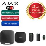 Ajax Hub Plus Wi Fi + 3g Sim Kartlı Alarm Seti Harici Siren Dahil 2 Dedektörlü Sistem – 1 Adet Manyetik ve 1 Adet Hareket Dedektörü - Siyah