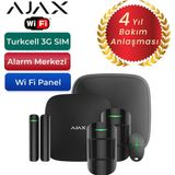 Ajax Hub Plus Wi Fi + 3g Sim Kartlı Alarm Seti Harici Siren Dahil 3 Dedektörlü Sistem – 1 Adet Manyetik ve 2 Adet Hareket Dedektörü - Siyah