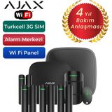 Ajax Hub Plus Wi Fi + 3g Sim Kartlı Alarm Seti Harici Siren Dahil 5 Dedektörlü Sistem – 1 Adet Manyetik ve 4 Adet Hareket Dedektörü - Siyah