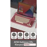 Ajazz Af-84 Daktilo Tarzı Kablosuz Klavye-Sessiz Tuş Yapısı-Çift Modlu Bağlantı- Ios/androıd Uyumlu - Pembe - Beyaz