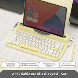 Ajazz Af-84 Daktilo Tarzı Kablosuz Klavye-Sessiz Tuş Yapısı-Çift Modlu Bağlantı- Ios/androıd Uyumlu - Sarı