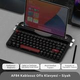 Ajazz Af-84 Daktilo Tarzı Kablosuz Klavye-Sessiz Tuş Yapısı-Çift Modlu Bağlantı- Ios/androıd Uyumlu - Siyah