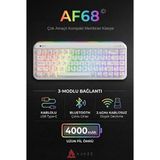 Ajazz AF68 Kablosuz (3 Modlu) Rgb Membran Klavye- Çift Katmanlı Tuş KAPAĞI-4.000 Mah Batarya - Beyaz