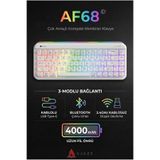 Ajazz AF68 Kablosuz (3 Modlu) RGB Membran Klavye- Çift Katmanlı Tuş Kapağı-4.000 Mah Batarya