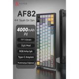 Ajazz AF82 Rgb Membran Kablosuz Oyuncu KLAVYESI-4000 Mah Batarya-Ekranlı - Siyah - Sarı