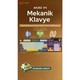 Ajazz AK35IV4 Tam Boy Mekanik Oyuncu Klavyesi-Tft EKRAN-10.000 Mah Batarya-Özel Temalı Tasarım - Sarı - Siyah