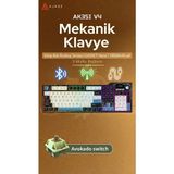 Ajazz AK35IV4 Tam Boy Mekanik Oyuncu Klavyesi-Tft EKRAN-10.000 Mah Batarya-Özel Temalı Tasarım - Siyah - Beyaz