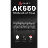 Ajazz AK650 Kablolu Hot Swap Mekanik Oyun Klavyesi-Beyaz Aydınlatma-%65 Düzen-Red Switch - Siyah