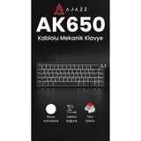 Ajazz AK650 Kablolu Hot Swap Mekanik Oyun Klavyesi-Beyaz Aydınlatma-%65 Düzen-Red Switch