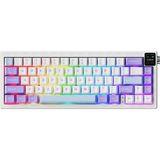 Ajazz AK650 Tft Ekranlı 3 Modlu Mekanik Oyun KLAVYESI-5.000 Mah Batarya-Rgb %65 Boyut - Dream Weaver Switch - Açık Mor - Beyaz