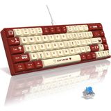Ajazz AK680 65% Kablolu Hotswap Mekanik Oyun Klavyesi,68 Tuşlu Taşınabilir Anti-Ghosting Klavye,gökkuşağı Arkadan Aydınlatmalı Programlanabilir,ergonomik,kahverengi Kırmızı Beyaz, Anahtar-Mavi - Kırmızı Beyaz - Blue Switch