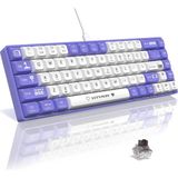 Ajazz AK680 65% Kablolu Hotswap Mekanik Oyun Klavyesi,68 Tuşlu Taşınabilir Anti-Ghosting Klavye,gökkuşağı Arkadan Aydınlatmalı Programlanabilir,eva Sandviç,ergonomik Mor Beyaz/brown Switch