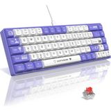 Ajazz AK680 65% Kablolu Hotswap Mekanik Oyun Klavyesi,68 Tuşlu Taşınabilir Anti-Ghosting Klavye,gökkuşağı Arkadan Aydınlatmalı Programlanabilir,eva Sandviç,ergonomik Mor Beyaz/red Switch
