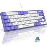Ajazz AK680 Kablolu %65 Boy Mekanik Oyuncu Klavyesi-Rainbow Aydınlatma Hot-Swap - Blue Switch - Mor