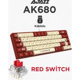 Ajazz AK680 Kablolu %65 Boy Mekanik Oyuncu Klavyesi-Rainbow Aydınlatma Hot-Swap - Red Switch - Kırmızı