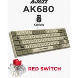 Ajazz AK680 Kablolu %65 Boy Mekanik Oyuncu Klavyesi-Rainbow Aydınlatma Hot-Swap - Red Switch - Krem