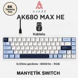 Ajazz AK680 Max Rapid Trigger Manyetik Switch Mekanik Kablolu Klavye Rgb 0.125 Ms Ultra Düşük Gecikme - Beyaz - Mavi