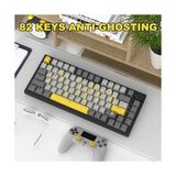 Ajazz AK820 75% Tkl Kablolu Mekanik Klavye, Çalışırken Değiştirilebilir Conta Montajlı Oyun Klavyesi, Rgb Aydınlatma, Wın/mac Için Cnc Düğmeli 82 Tuş-Gri - Option-1 - 001-Renkli