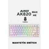 Ajazz AK820 Max He Kablolu Mekanik Oyun Klavyesi, Rapid Trigger, Rgb Aydınlatma, Hall Effect - Desenli/Beyaz