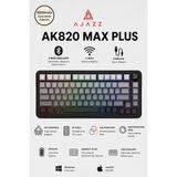 Ajazz AK820 Max Plus Kablosuz Mekanik Oyuncu Klavyesi Rgb Hot-Swap 8000MAH - Gri - White Birch Linear Switch