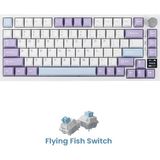 Ajazz AK820 Pro Mekanik Oyun Klavyesi 3 Modlu Tft Renkli Ekran, Gasket Yapı Hot Swap Rgb - Flying Fish Switch - Beyaz - Açık Mor