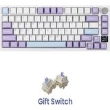 Ajazz AK820 Pro Mekanik Oyun Klavyesi 3 Modlu Tft Renkli Ekran, Gasket Yapı Hot Swap Rgb - Gift Switch - Beyaz - Açık Mor