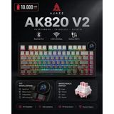 Ajazz AK820 V2 Ekranlı, Kablosuz Mekanik Oyun KLAVYESI-10.000 Mah Batarya - Gri