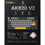 Ajazz AK820 V2 Ekranlı, Kablosuz Mekanik Oyun KLAVYESI-10.000 Mah Batarya - Sarı-Siyah