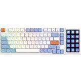 Ajazz AKP815%75 Low Profile Mekanik Klavye, 4.33'' LED Dokunmatik Ekranlı, Programlanabilir Rgb Gasket Kablolu Klavye, 16 Tuşlu Özel Masa Kontrolcüsü (Beyaz Mavi - Brown Switch)